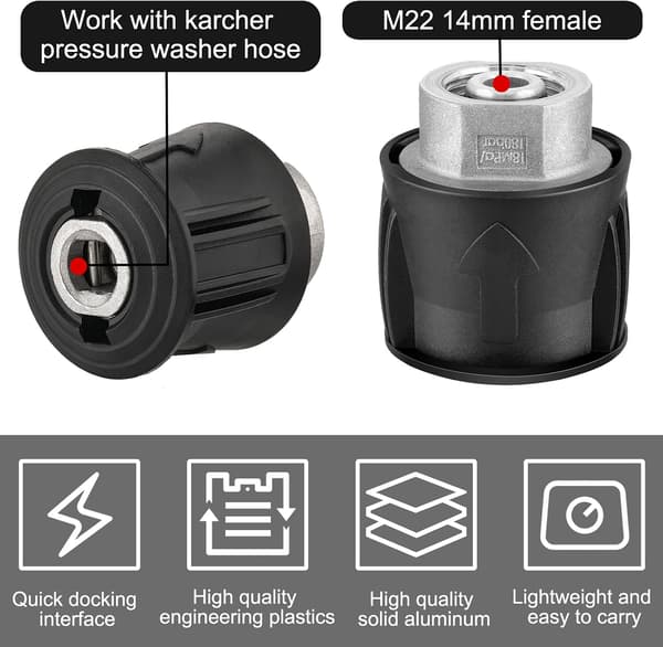 2 stk Høytrykksvaskeradapter Høytrykksvaskerkobling M22 14mm Ho[TT]
