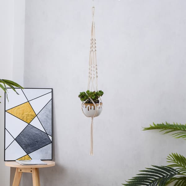 Hängande Macrame Växtställ 4-pack Bomullsrep Hängande Korg