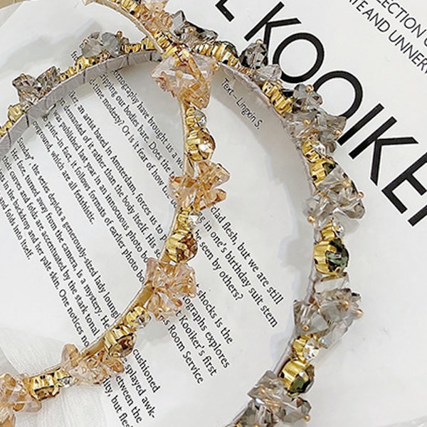 Kristallhårband för kvinnor, dekorativt hårband med strass, kvartshårtiara, prinsesshårband med pärlor