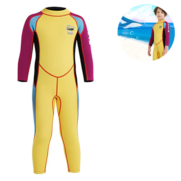 Barnens våtdräkt, Termisk Baddräkt, Ungdom Pojkar och Flickor En-delad Våtdräkt Värme Långärmad Baddräkt för Dykning, Simning, Surfning Vattensport