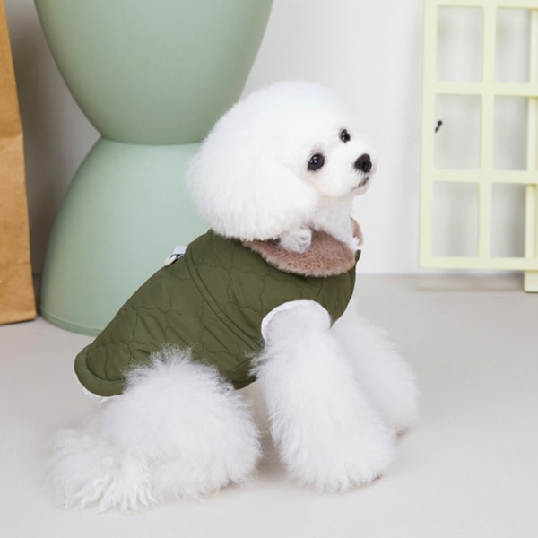 Fleece-vuorattu lämmin koiran takki pennulle talven kylmään säähän, pehmeä tuulenpitävä pieni koiran takki (vihreä)