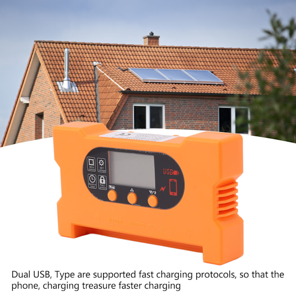 Aurinkoenergian latausohjain Dual USB Type C pikalataus Aurinkoenergian lataus- ja purkausohjain 12V 24V akun lataukseen 100A