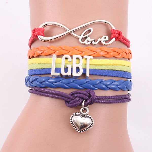 2 kpl sateenkaari rannekorut LGBT kudottu ranneke käsintehty ranneke sateenkaari säädettävä ranneke miehille ja naisille