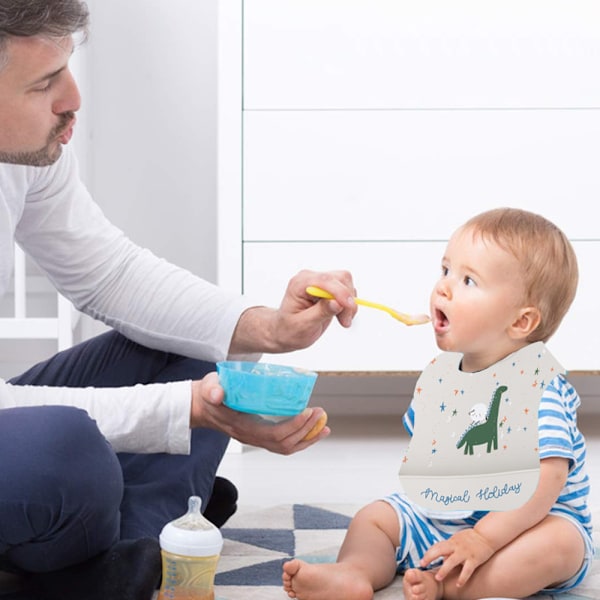 Silikoninen vauvan syöttöliina, vedenpitävä pehmeä kestävä säädettävä silikoninen syöttöliina vauvoille ja taaperoille