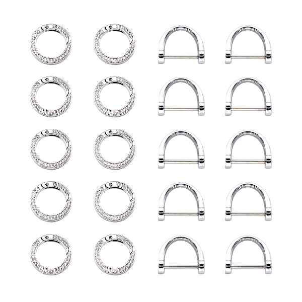 10 stk D-ringer med 10 stk nøkkelringer, 1 stk skrutrekker, nøkkelringholder til bilnøkler, for nøkkelringproduksjon DIY-håndverk