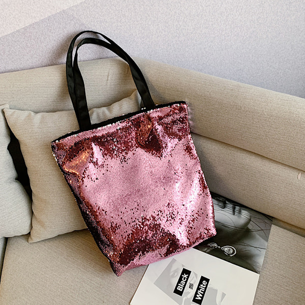 Sequin Tote Bag Stor Taske Mode Shoppingtaske til Kvinder
