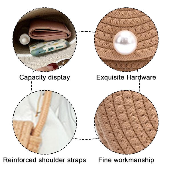 Flettet Clutch Taske Halm Pung Til Piger Sommer Strand Crossbody Håndtasker
