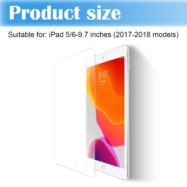 Näytönsuoja iPad 9,7 gen5 2017 karkaistu lasi 0,3 mm läpinäkyvä