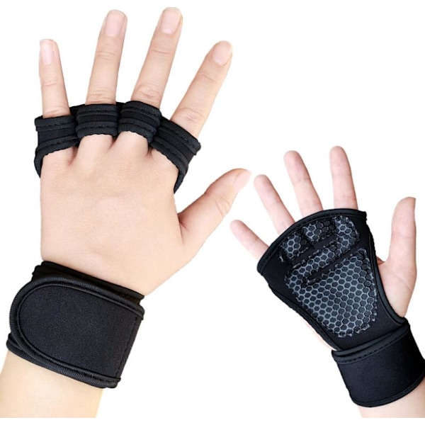 1 Par Ventilerade Viktlyftningshandskar med Inbyggda Handledsband, Fullt Handflateskydd & Extra Grepp, Perfekt för Pull-Ups, Crosstraining, Fitness för Män &
