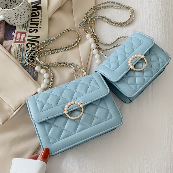 Ny tidvatten Pärlkedja väska handväska sommar Joker konstläder axel crossbody väska