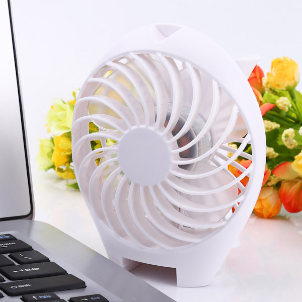Mini Bærbar USB Elektrisk Fan Genopladelig Fisk Form Foldbar Håndholdt Kølefansi (Hvid)