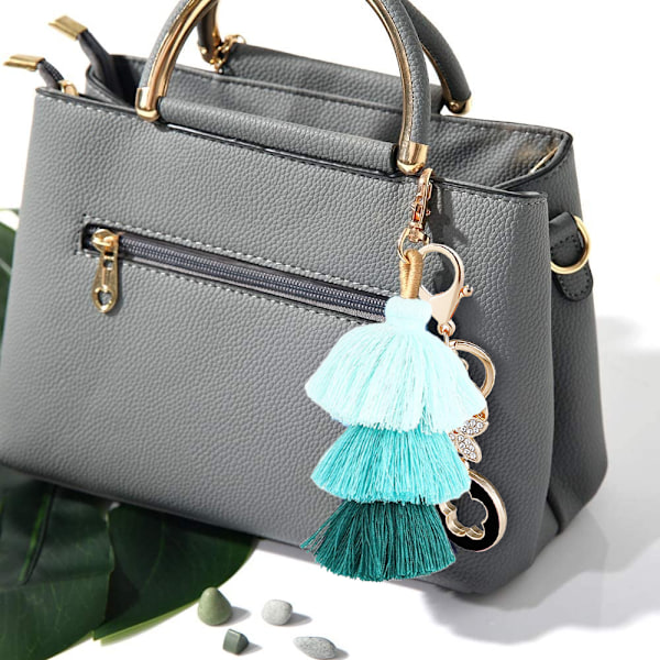 2 stk. Kvinders Farverige Tassels og Legering Blomst Charm Nøglering Bil Nøglering Holder Taske Tegnebog Pung