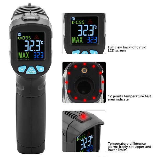 MESTEK IR01A/IR01B/IR01C LCD-skjerm Berøringsfri Digital Infrarød Termometer