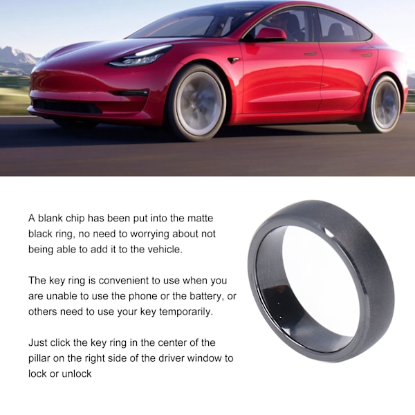 Nøglering til bil Vandafvisende Mat Sort med Plysæske Udskiftning til Tesla Model 3 X S Y Alle År8#