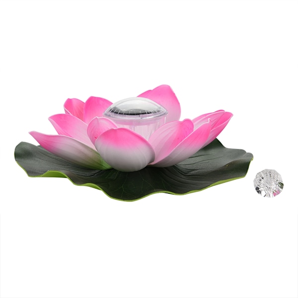 Vandafvisende Solcelledrevet LED Farveskiftende Lotusblomst Flydende Lampe Have Pool Farverig pink