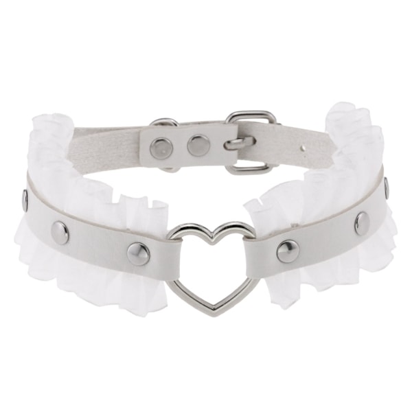 Kvinnor Flickor Läder Choker Krage Punk Rock Gothic Hjärta Choker Halsband, Spets Halsband