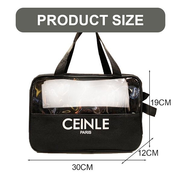 Läpinäkyvä Toiletry Bag PU-, Hamppu-Meikki- ja Kosmetiikkakassi, Läpinäkyvä Matkakassi Naisille ja Miehille