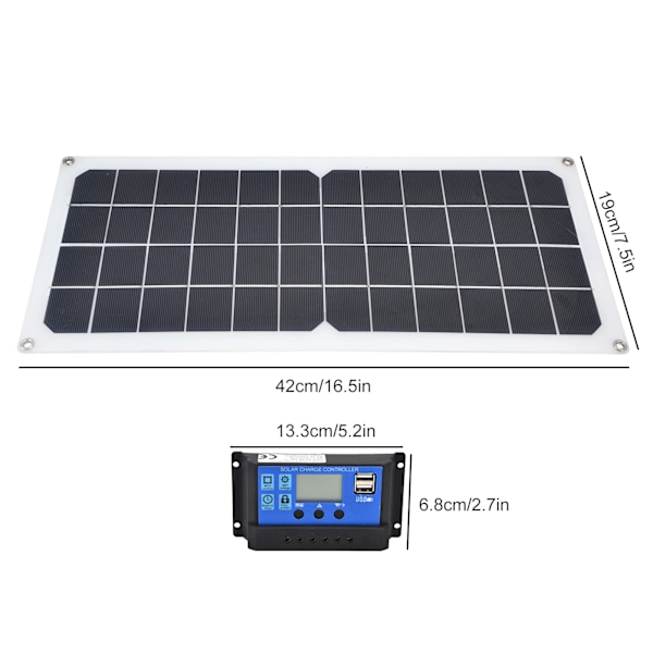 10W Aurinkopaneelilaturisetti 60A Ohjaimella Kaksois-USB-Naisliittimillä RV:lle, Veneille, Lentokoneille, Satelliiteille