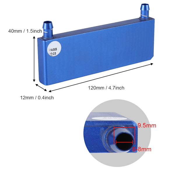 Vattenkylningsblock i aluminiumlegering för dator-CPU, industriell växelriktare 40*120mm Blå