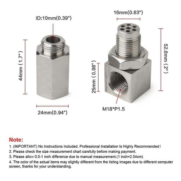 O2-sensor afstandsadapter 90 graders tilslutningsadapter M18x1.5 Universal