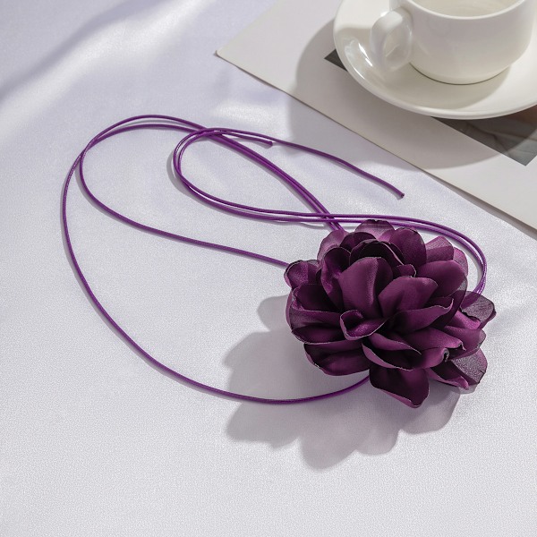 Blomster Rose Choker Halskæde Blomster Choker Roset Choker Halskæde Y2K Smykker til Kvinder Piger Brud Bryllup Fest