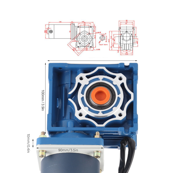Ormgear Motor Rustfrit Stål 90W 2100 Omdr./min XD5D90‑24A121SRV‑RV40 Reductionsforhold DC12V(30 )