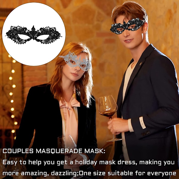2 st Festliga Spetsmasker Halv Ansikte Styling och Sexig Kostymfestmask, Halloween och Baler