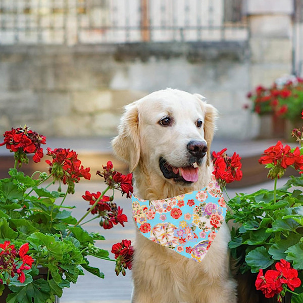 Elegant lille Hundebåndana, Blomstret Mønster Pige Hundebåndana til Hunde Vaskbar Hundeshalsklæde Justerbar Hundeshalsklæde