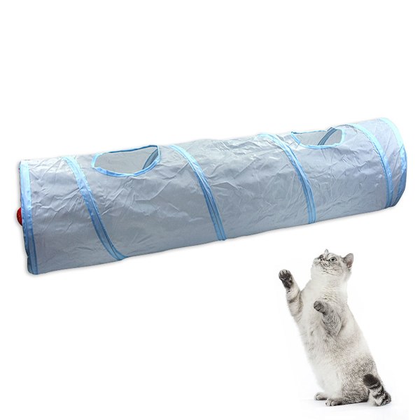 PetLike kattunnel för inomhuskatter hopfällbar pop-up husdjurstunnel tittfönster gömställe leksaker för katter med boll