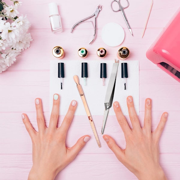 2 stycken nagelklämverktyg nagelbands-pusher nagelformande pincett nagelkonstklämma för manikyr