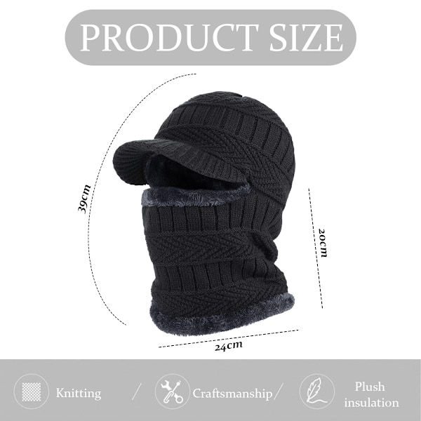 Vinterstrikket Balaclava Beaniehatt Varmt Sykling Ski Mask, Kvinne Vindtett Hetteskjerf