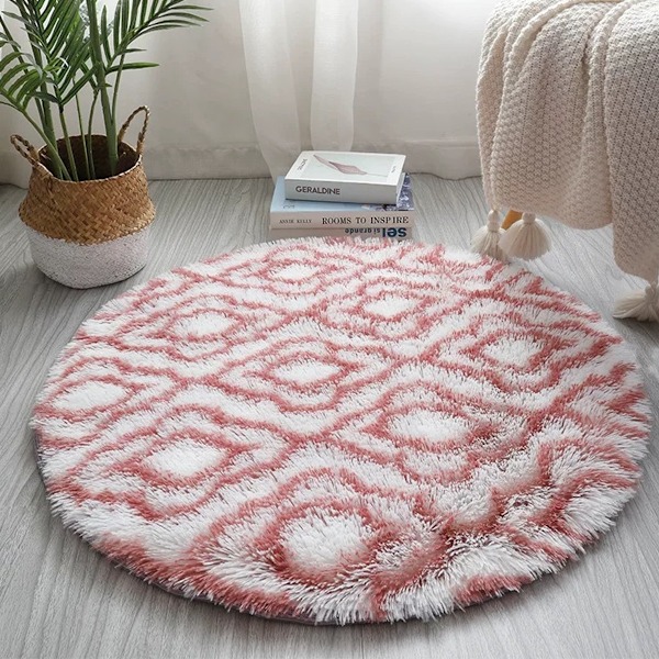 Rund fluffig matta för barn flickrum, 60 cm fluffig cirkelmatta för tonåringars sovrum, plysch luddig matta söt barnkammarematta$Mjuk rund fluffig sovrum