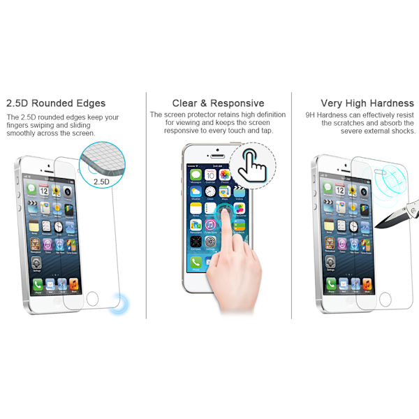 Skærmbeskytter til iPhone SE 2016 (ikke til 2020), iPhone 5s,