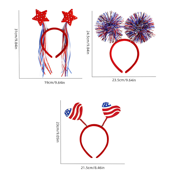 6 st patriotiska pannband, fjärde 4 juli fest accessoarer dekorationer, självständighetsdagen