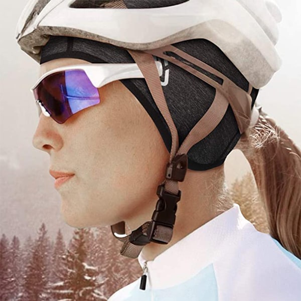 1 stk. Hjelmforing med Hestehale, Kvinders Vinter Termisk Cykelhue Løbehue Beanie med Brillehuller