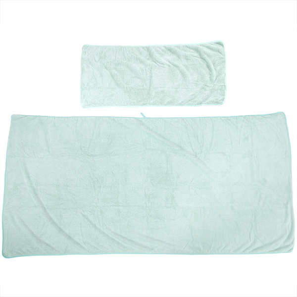 Dame Coral Velvet Varmt Håndklæde Wrap Badekåbe + Håndklæde Brusebad SPA Bad Lysegrøn