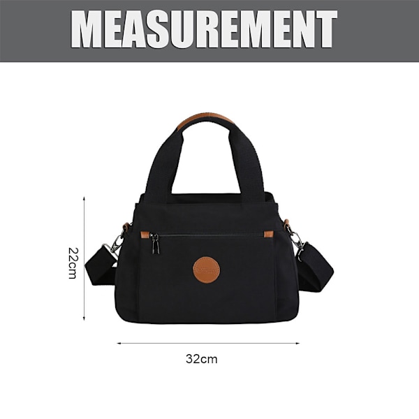 Damväska i Canvas, Vintage Arbetsväska med Flera Fack, Modeaxelväska, Casual Canvas Crossbody-Väska
