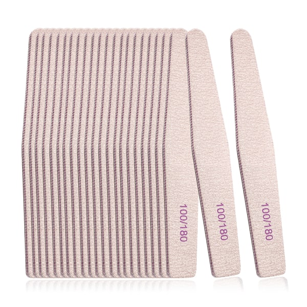25-pack 100/180 grit nagelfil och buffert professionell dubbelsidig smärgelplatta akryl nagellack verktyg