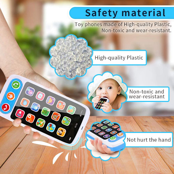 Babytelefon, Leksakstelefon med Ljus & Musik, Tidig Utbildning, Sinnesleksaker för Småbarn Pojkar och Flickor