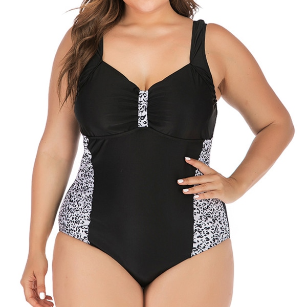 Dam Plus Size One Piece Baddräkter V-hals, Sexig Bikini Dam