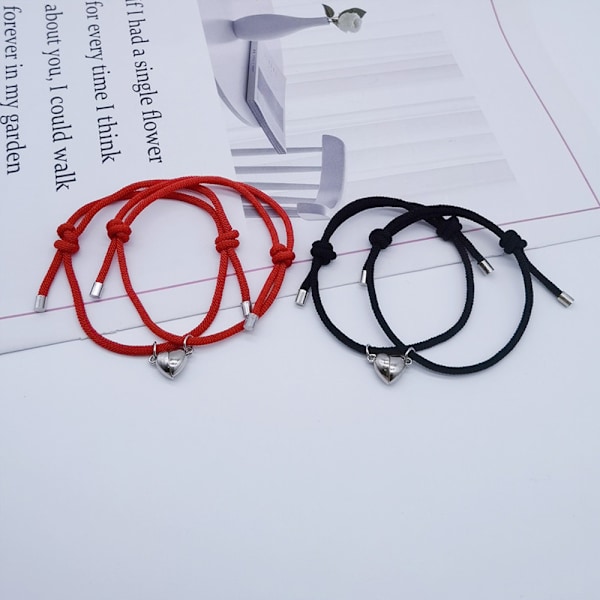 Magnetiska armband med charm-hänge, flätade rep-armband med magnetiska klockor, eviga kärlekslöften, 1 par för kvinnor och män