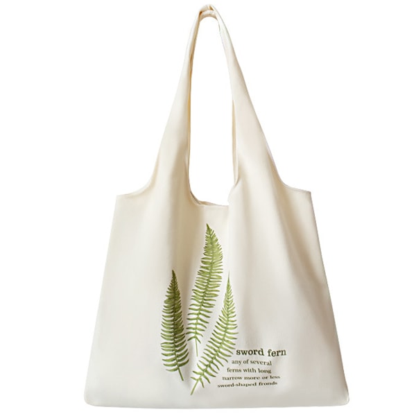 Canvas Tote Bag Hvid Æstetisk Personlig Tilpasset Genanvendelig Indkøbspose Blomsterlinje Kunst Shopping Skuldertaske