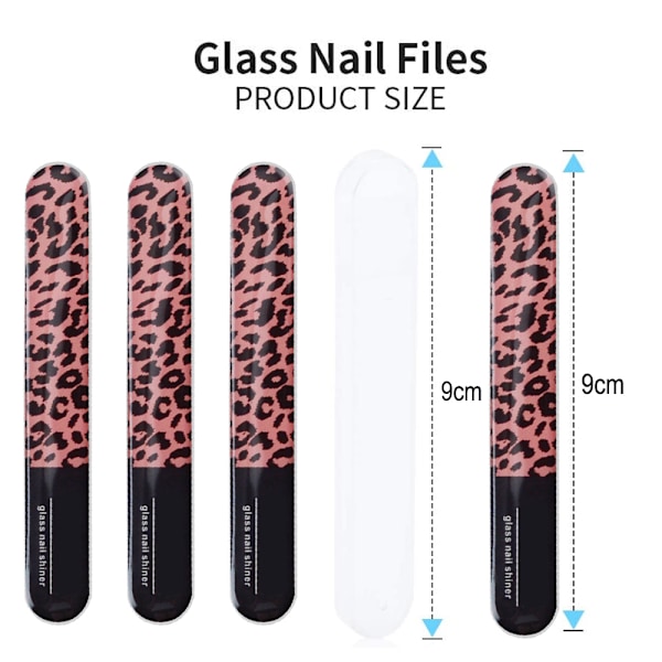 3-pack Kristallglas Nagelfil med Fodral, Nagelfil för Manikyr, Polering för Naglar