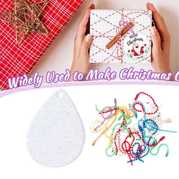 40 stk. Akryl Blanks med 50 Farverige Perlekæder, Transparent Glitter Akryl DIY Ornament Blanks til Nøglering Håndværk Hængende Julepynt