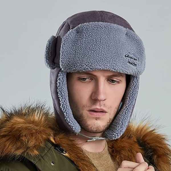 Mænds og Kvinders Vinterhue Tyk og varm Sherpaforet Fleece Pilot Hættehue Vind og Sne Ørevarmere Peruansk Trapperhue