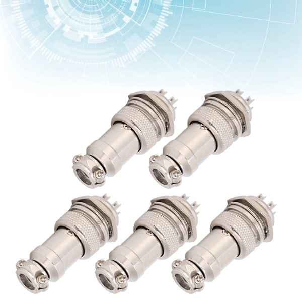 5 kpl Ilmailupistokkeet, Uros- ja Naarasjohdot, Paneelin Virta, Alusta, Metallivarusteet GX16 16mm 450V4pin