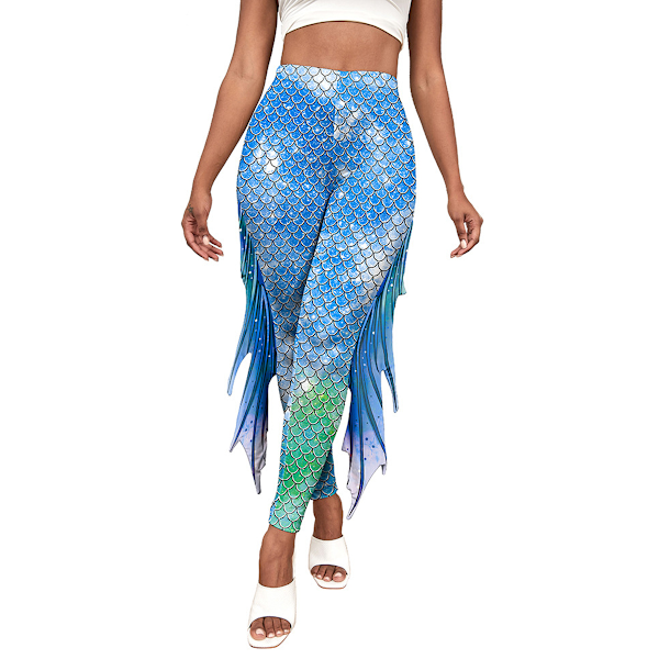 Yoga Leggings med Fiskskalmönster för Kvinnor Plus Storlek Högmidjade Byxor Halloween Cosplay Kostym Strumpbyxor Kostymer Passar för Kvinnor