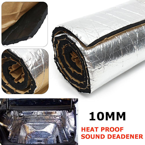 10mm Tykk Bildempende Matte Foldbar Vanntett Brannsikker Støyreduksjon Bildempende Matte Bil Lyddemper 40x100cm