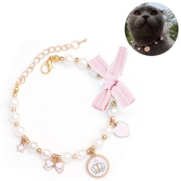 Hunde- og Katteperle Halskæde Bling Tilbehør Bånd Kærlighed Charm Vedhæng Kæledyr Hvalp Smykker til Hunhvalp Chihuahua Yorkie Justerbar Håndlavet