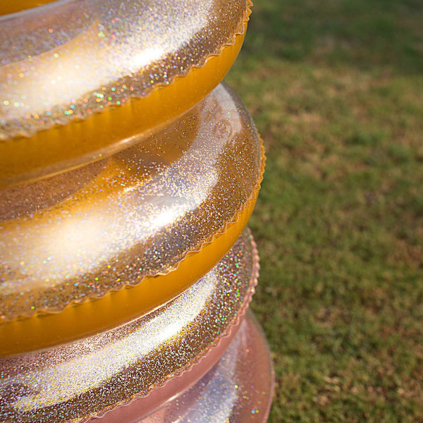 Glitter Svømme Ring, Oppblåsbar Holdbar Rund Formet Sommerbasseng Strandfest Svømme Flyte Tube